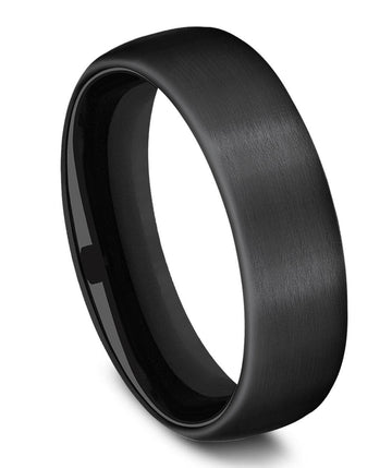 Benchmark Black Titanium Satin Finish Comfort Fit Band- 6.5mm