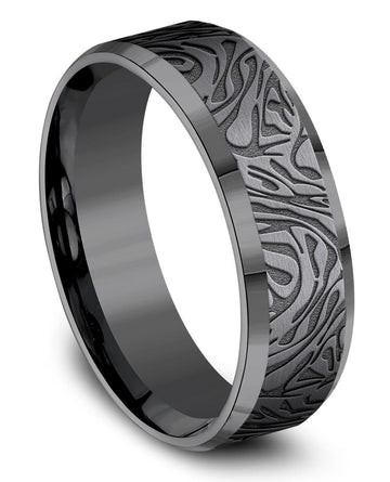 Benchmark Black Tantalum Mokume Pattern Comfort Fit Band-7mm