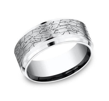 Fractured Rock Look Cobalt Chrome Men's Ring | 9 mm