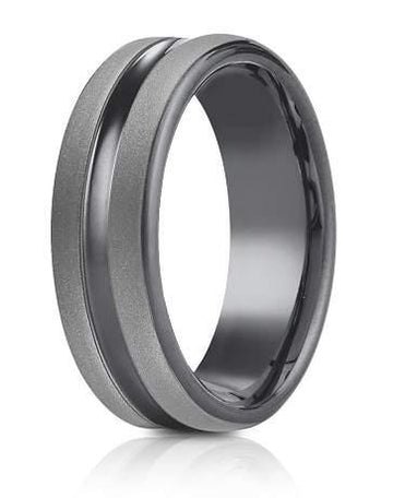 Forge Tantalum 6.5mm Powder Coated Finish Center Cut Design Ring