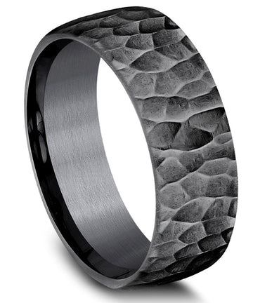 Benchmark 8mm Black Tantalum Hammer Finish Ring