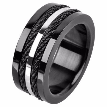 Stainless Steel Solid Carbon Cable Inlay Ring-9.52mm