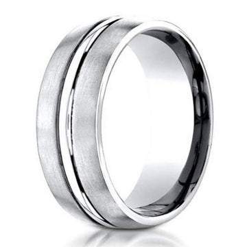 Satin Finish Designer 950 Platinum Wedding Band for Men, 6mm