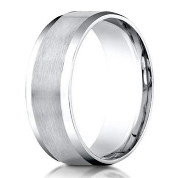 Designer Men's Wedding Ring in 950 Platinum with Beveled Edges, 6mm