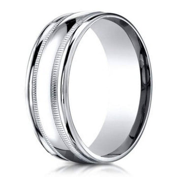 Men's Wedding Ring in 950 Platinum with Milgrain- 6mm