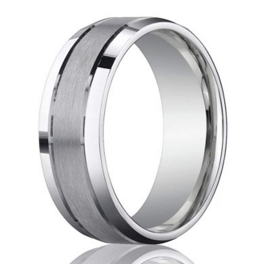 950 Platinum Wedding Band for Men with Beveled Edges - 6mm