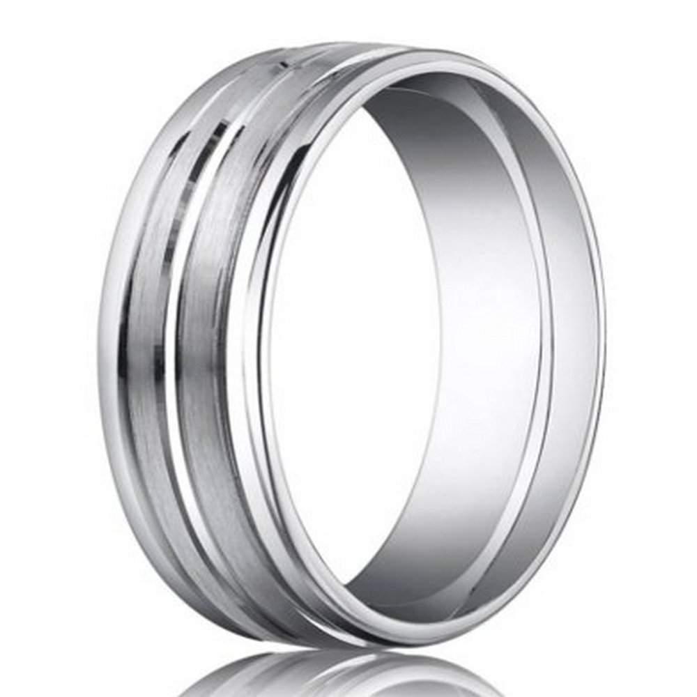 950 Platinum Wedding Ring for Men with Polished Trim- 6mm