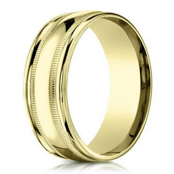 Designer Men's 10K Yellow Gold Wedding Ring With Milgrain | 6mm