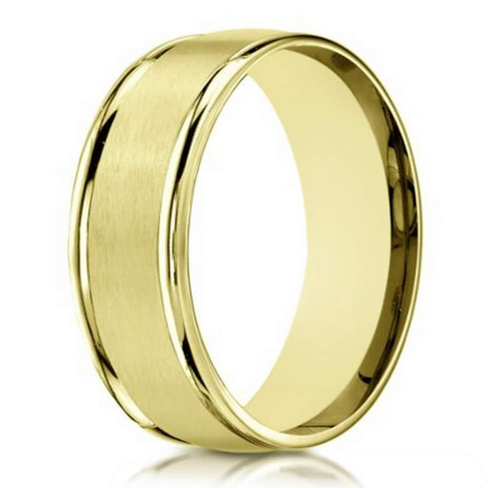 Designer 10K Yellow Gold Wedding Band With Satin Finish | 6mm