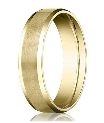 18K Yellow Gold Men's Designer Wedding Band, Beveled Edges | 8mm