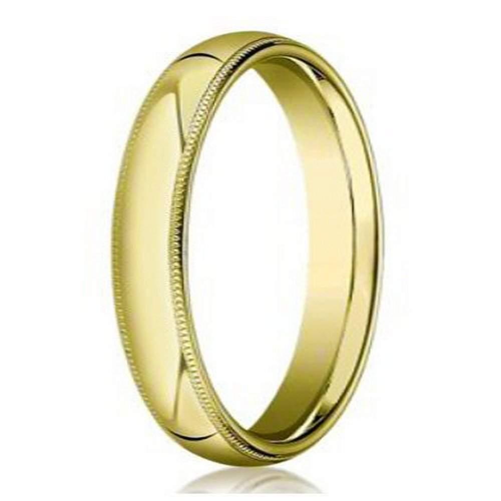 4mm Domed Milgrain Polished Finish Comfort-fit 10K Yellow Gold Wedding Band
