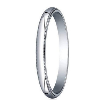 Designer 2 mm Traditional Fit Milgrain 10K White Gold Wedding Band