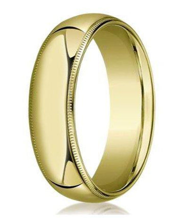 8mm Domed Milgrain Polished Finish Comfort-fit 10K Yellow Gold Wedding Band