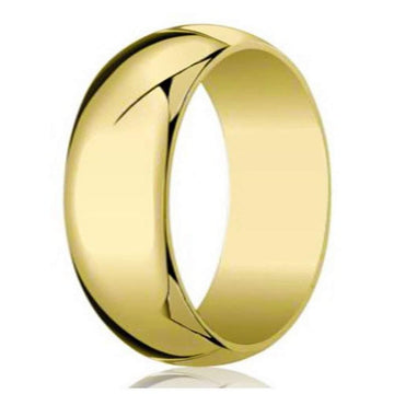 Designer Wedding Ring For Men in 14K Yellow Gold, Domed, 8mm