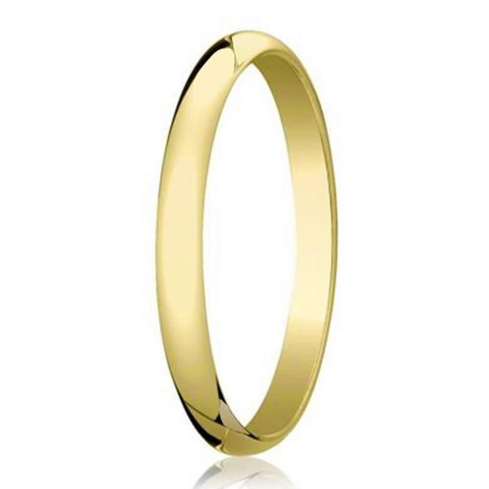 Designer 2 mm Traditional Domed Polished Finish 10K Yellow Gold Wedding Band