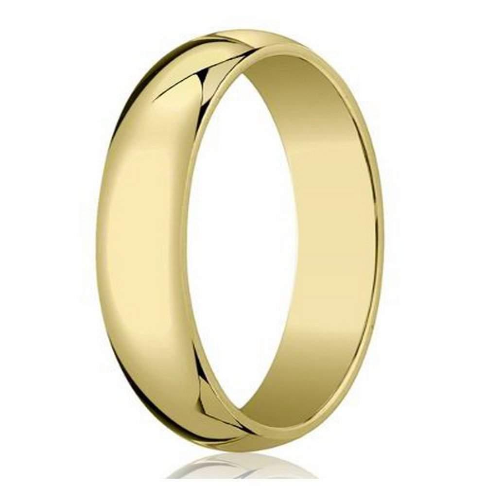 Men's 6mm Traditional Domed Polished Finish 14k Yellow Gold Wedding Band