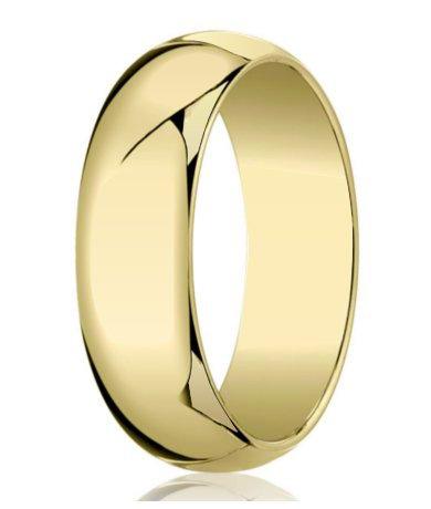 7mm Traditional Domed Polished Finish 10K Yellow Gold Wedding Band