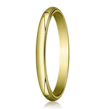 Designer 2 mm Traditional Fit Milgrain 10K Yellow Gold Wedding Band