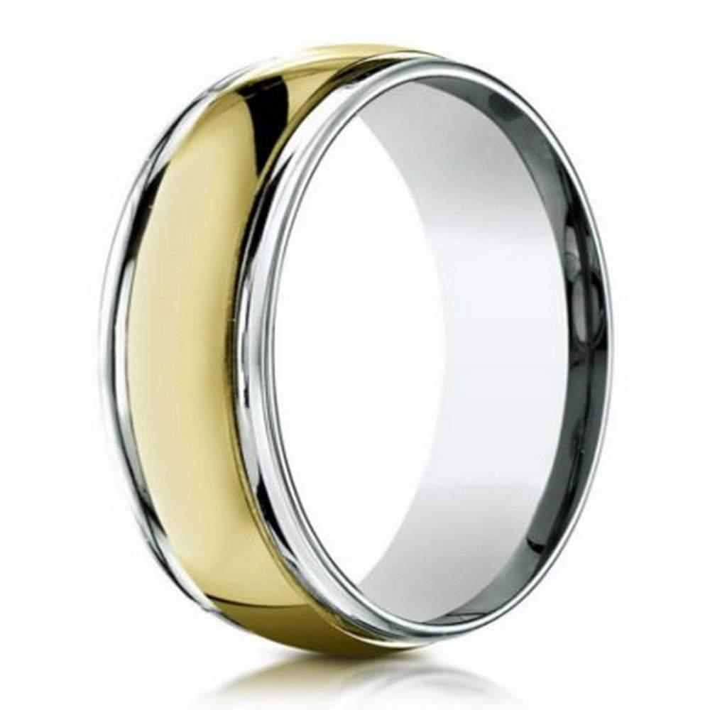 Two Tone 18K Yellow Gold Platinum Men's Wedding Ring-6mm