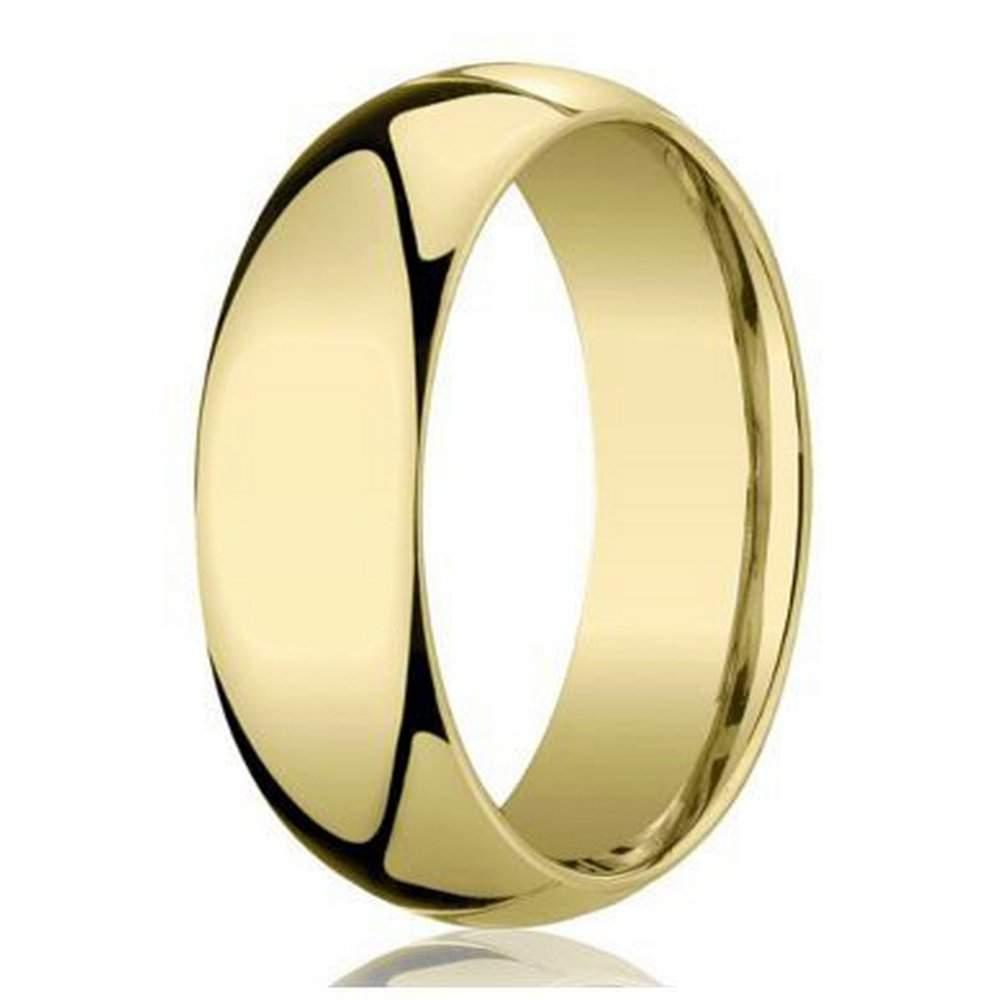 Men's 18K Yellow Gold Designer Wedding Band, Polished Dome | 7mm