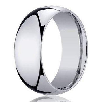 18K White Gold Designer Men's Wedding Ring, Traditional Dome | 8mm