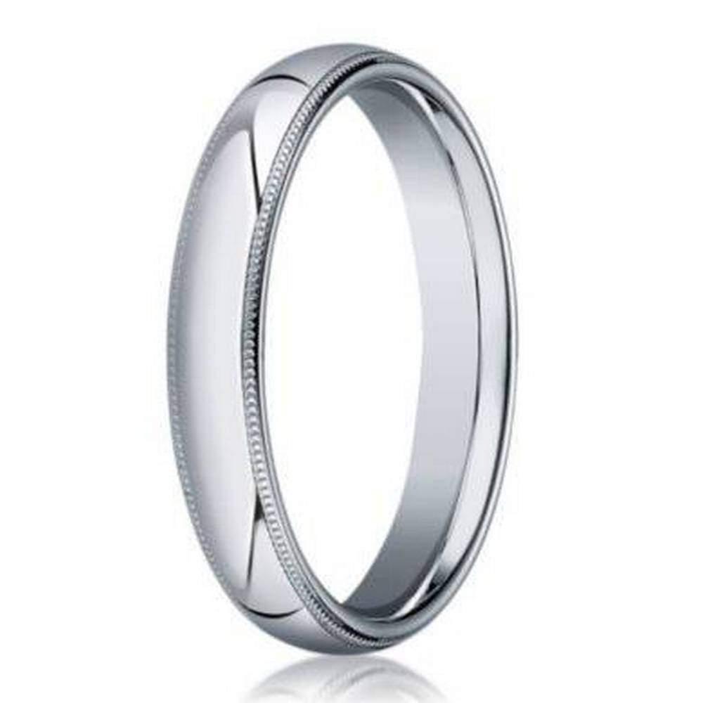 Designer 18K White Gold Wedding Band for Men With Milgrain | 3mm