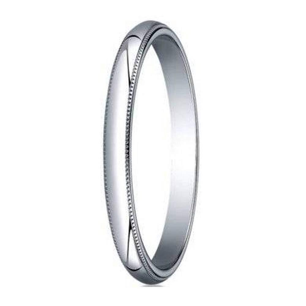 Men's Designer Milgrain Edge Wedding Band in 18K White Gold | 2mm