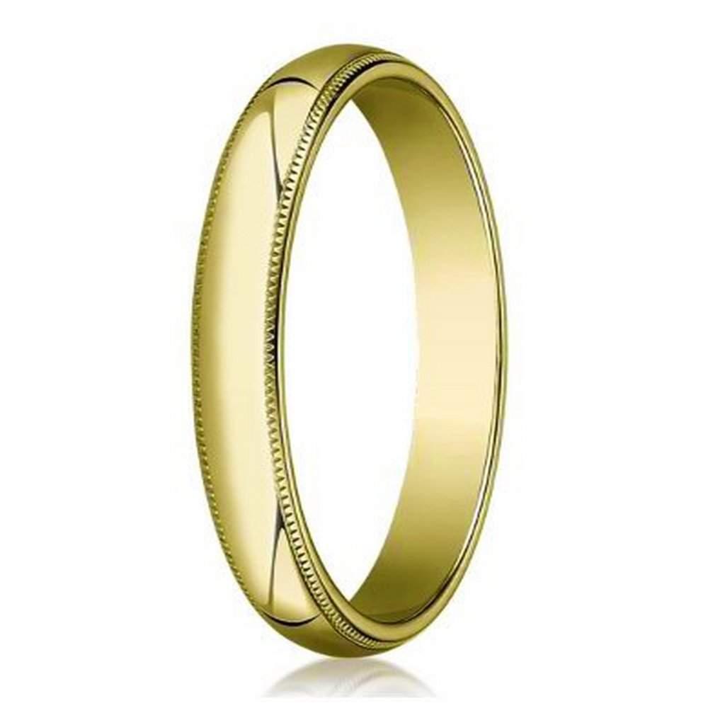 Yellow Gold Men's Designer Wedding Ring in 18K With Milgrain | 3mm