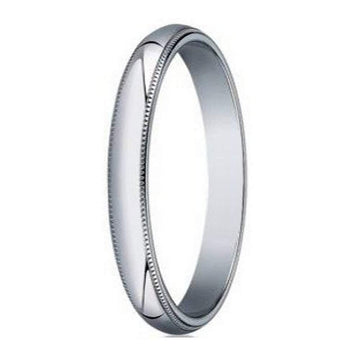 White Gold Designer Men's Wedding Ring in 18K With Milgrain | 3mm