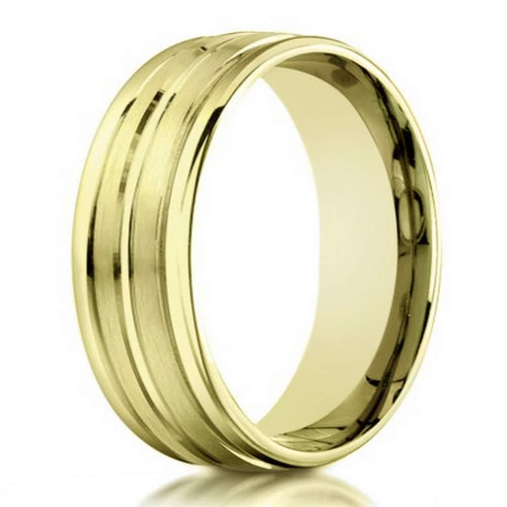 Men's 18K Yellow Gold Designer Wedding Band, Polished Groove | 6mm