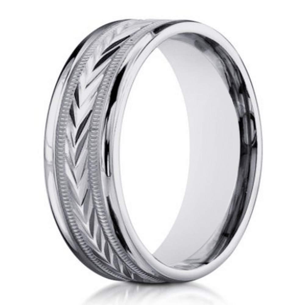 14K White Gold Designer Wedding Band for Men | 6mm Width