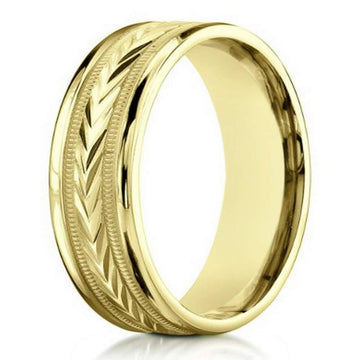 14K Yellow Gold Contemporary Wedding Band for Men | 6mm width