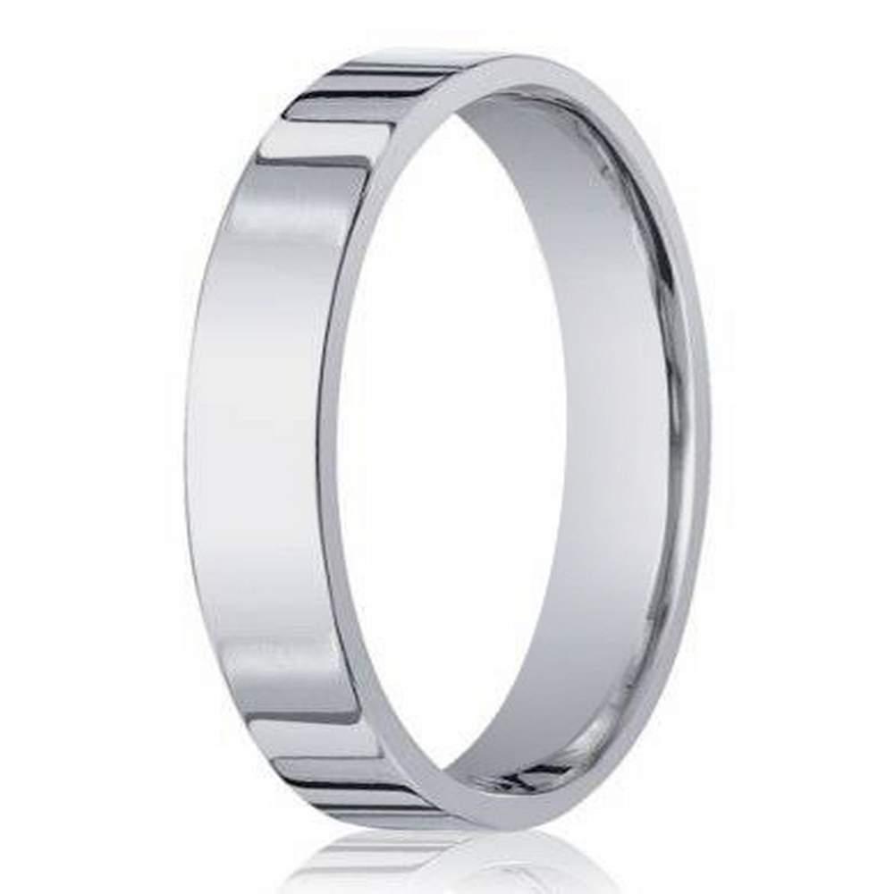 Designer Men's 14K White Gold Wedding Ring | 4mm width