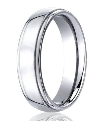 Designer Men's Wedding Ring in Cobalt Chrome, Rounded Edges, 5mm
