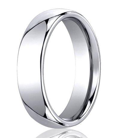 Designer Men's Wedding Ring in Cobalt Chrome, Classic Dome, 6mm