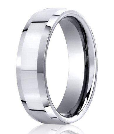 Designer Cobalt Chrome Men's Wedding Ring, Beveled Edges- 7mm