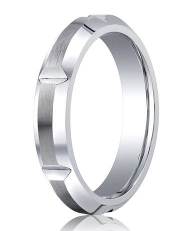 Designer Cobalt Chrome Men's Wedding Ring Vertical Notches- 5mm