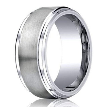 Designer Cobalt Chrome Men's Wedding Ring, Stair Step Edge- 9mm