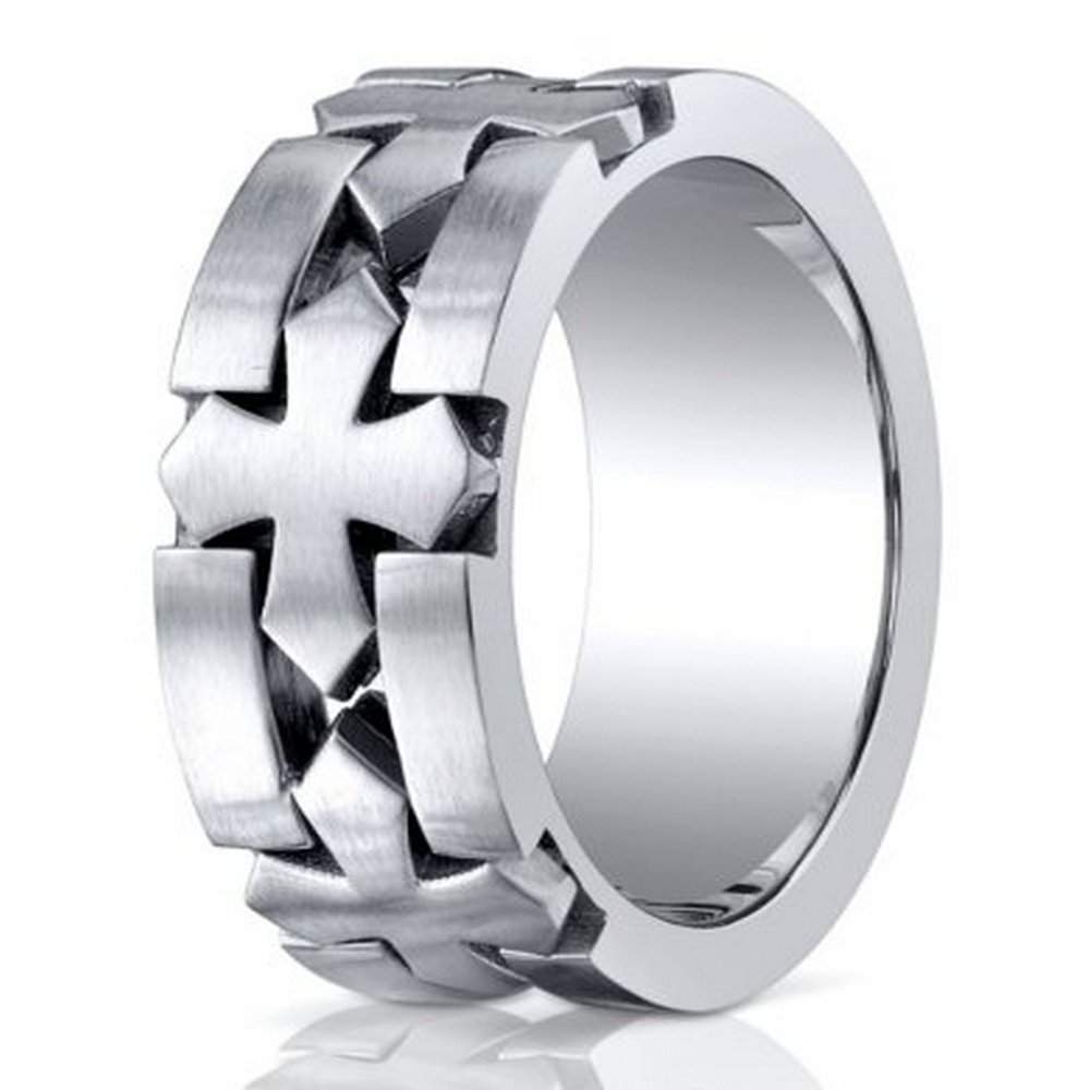 Cobalt Chrome Men's Wedding Band, Celtic Cross, Benchmark, 10mm