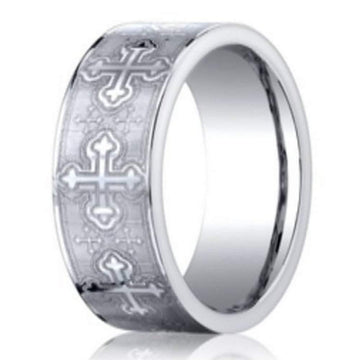 Men's Cobalt Cathedral Cross Band | 7mm