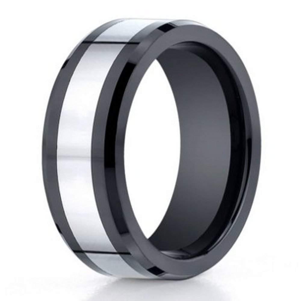 Designer Cobalt Chrome & Black Ceramic Men's Wedding Ring -7mm