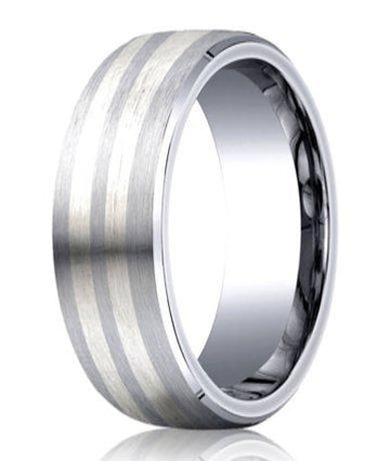 Men's Cobalt Chrome and Silver Wedding Ring | 8mm