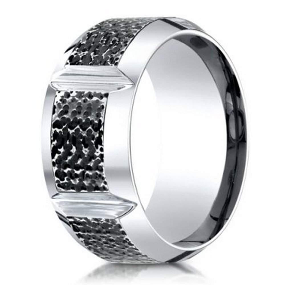 Men's Cobalt Chrome Blackened Micro-Hammered Ring | 10mm