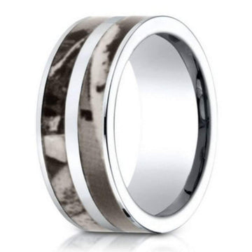 Benchmark Men's Cobalt Chrome Camo Ring, Realtree Camouflage- 10mm
