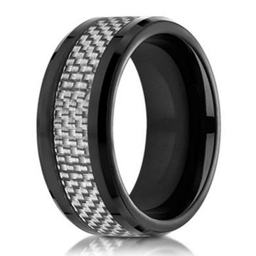 Designer Cobalt Chrome Ring For Men, Carbon Fiber Inlay- 8mm
