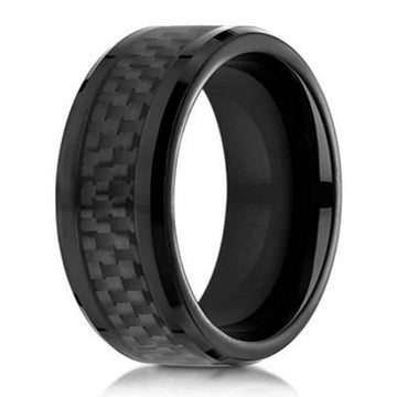 Benchmark Cobalt Chrome Men's Ring, Black Carbon Fiber Inlay- 8mm