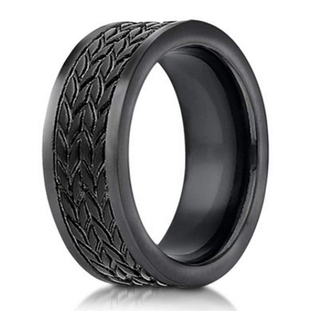 Designer Cobalt Chrome Men's Ring, Tire Tread Pattern- 7.5mm