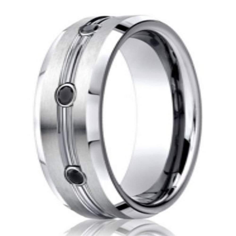 7.5mm Benchmark Cobalt Chrome Men's Wedding Ring with Black Diamonds