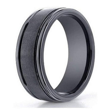 Designer Men's Seranite Wedding Ring, Polished Rounded Edges, 6mm