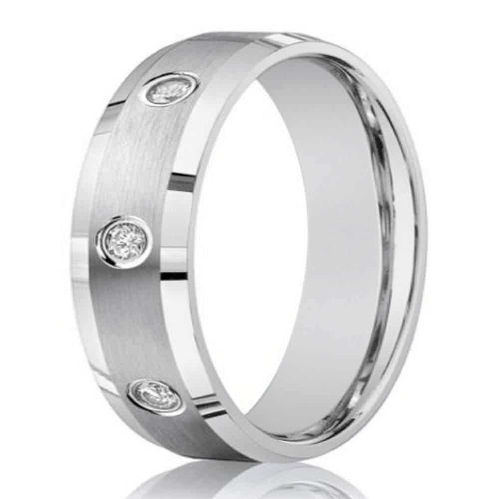 Men's Designer 14K Gold Wedding Ring with 3 Diamonds | 6mm
